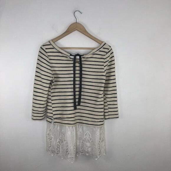 Anthropologie Sundays in Brooklyn East Falls Striped Lace Pullover Tunic - Picture 3 of 15